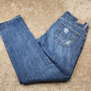 Levis 513 Boyfriend Jeans Womens 7 Medium Distressed Blue Denim Straight Leg